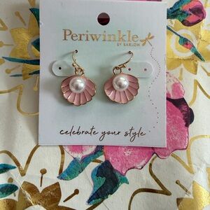 Periwinkle by Barlow Pink and Gold Scallop Earrings